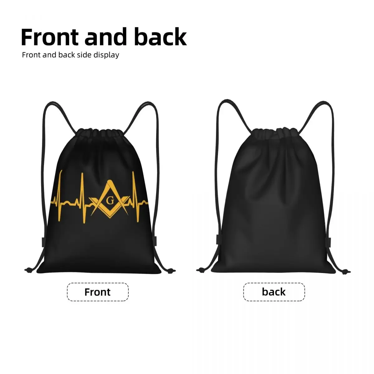 Heartbeat Freemason Drawstring Backpack Women Men Sport Gym Sackpack Portable Masonic Mason Shopping Bag Sack