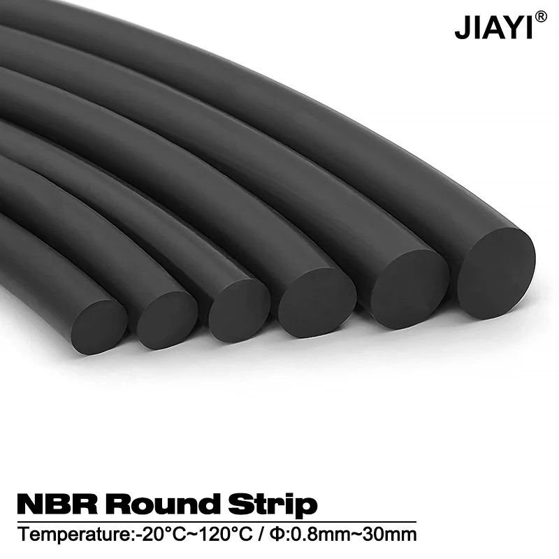 Black Solid NBR Sealing Strip Dia0.8mm/0.9/1/1.5/2/2.5/3~10mm Oil Resistance Nitrile Rubber Round Strip Resistance High Pressure