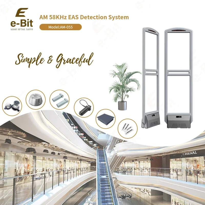 Aangepaste groothandel elektronische item monitoring AM tag label detectie 58 KHz anti-diefstal beveiligingsalarm EAS-systeem voor winkel