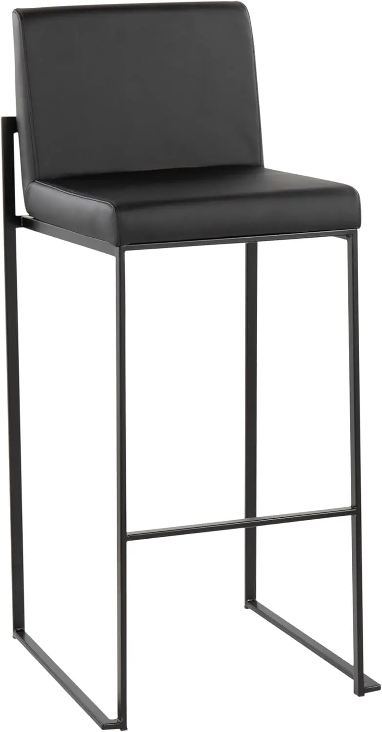 Fuji Barstool Set Of 3 - Contemporary Design, Stylish Faux Leather, Padded Back And Seat