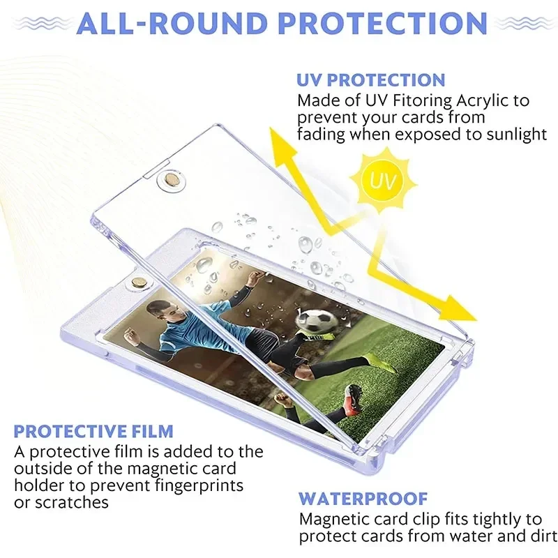 5Pcs/Pack 35PT Magnetic Card Holder for Baseball Sports Pokemon Card Protector Trading Cards Hard Plastic Sleeves Display Case