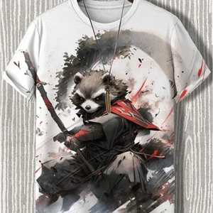 Men's T -shirt Japanese style samurai cat graphic printed graphics, short -sleeved casual t -shirt, extragrade outdoor clothes, tops-en 10 Main Sales Men's 3D Shirt - №7