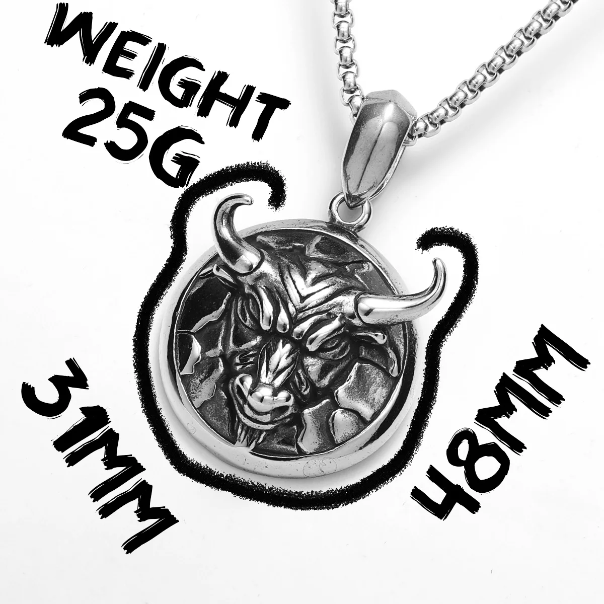 Cattle Bull Head Men's Stainless Steel Pendant Necklace Fitness GYM Strength Symbol Animall Punk Jewelry Gift Wholesale view 6
