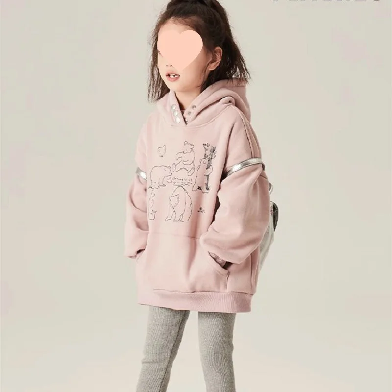 ملابس شتوية للفتيات لعام 2025، ملابس خارجية سميكة بغطاء للرأس جديدة بغطاء للرأس ومقاومة للرياح والقطيفة #5