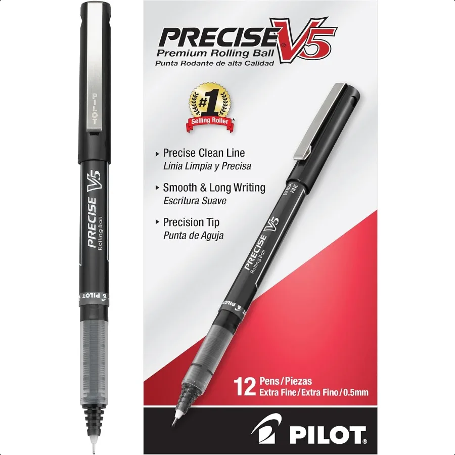 

Precise V5 Rollerball Pens Extra Fine Point 0.5 mm Black Pen Black Pack of 12