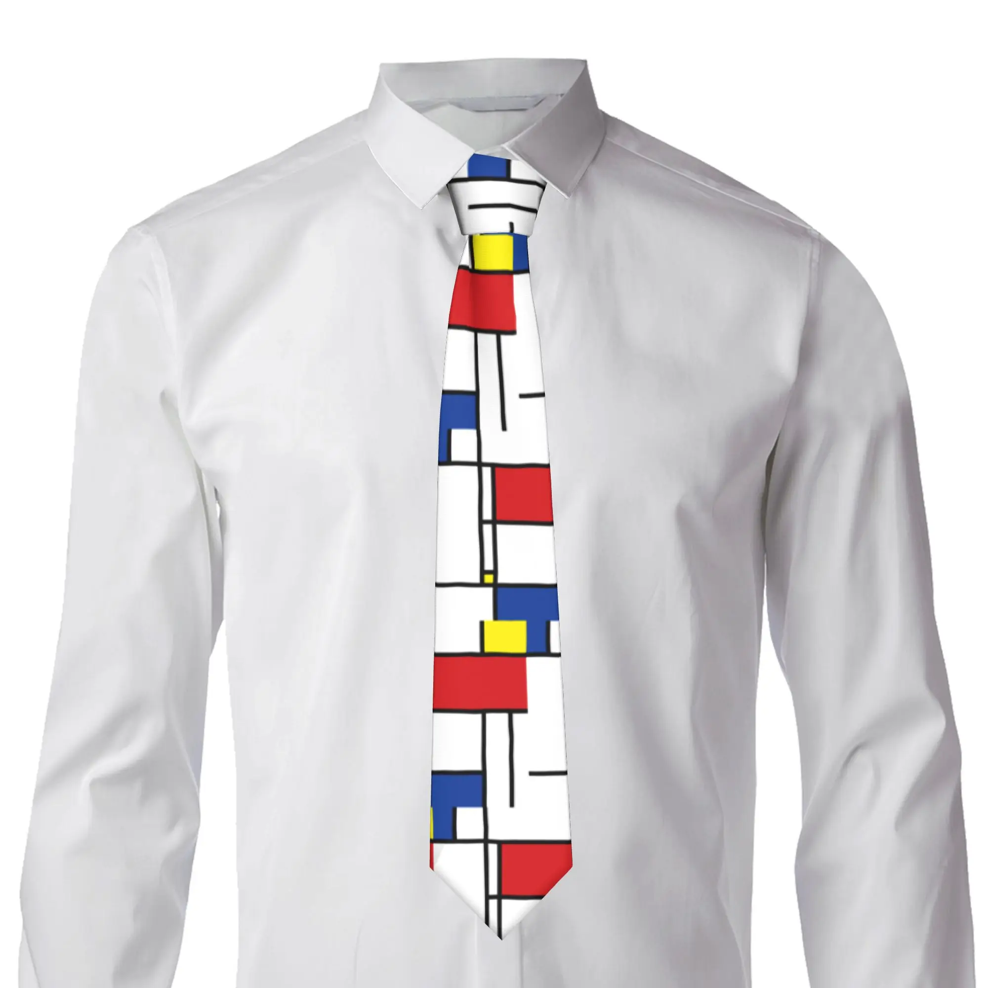 Classic Minimalist Modern Art Neck Tie for Wedding Men Piet Mondrian Minimalist Neckties
