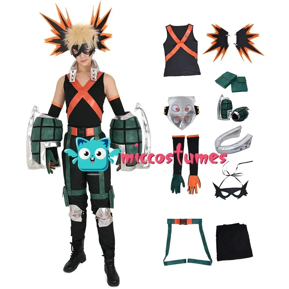 Miccostumes Men's Anime Cosplay Costume Fullset Hero Suit with face covering and Gauntlets