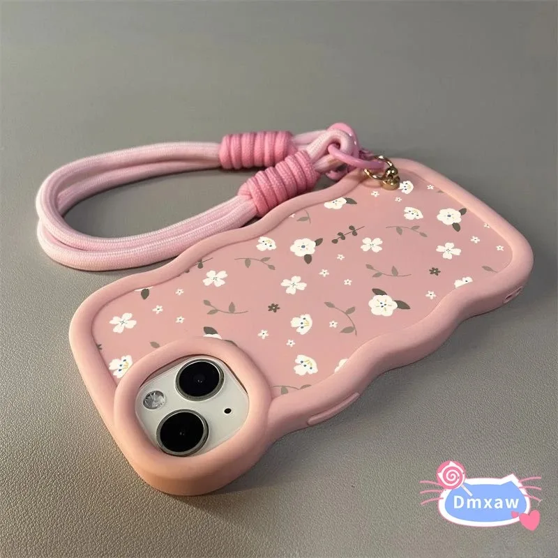 

For OnePlus 13 12 12R 11 11R 10R 9R 8T 7 Pro 7T Plus 6 6T 5G 4G Phone Case Wave Strap Cute Ins Style Elegant Flower Soft Cover