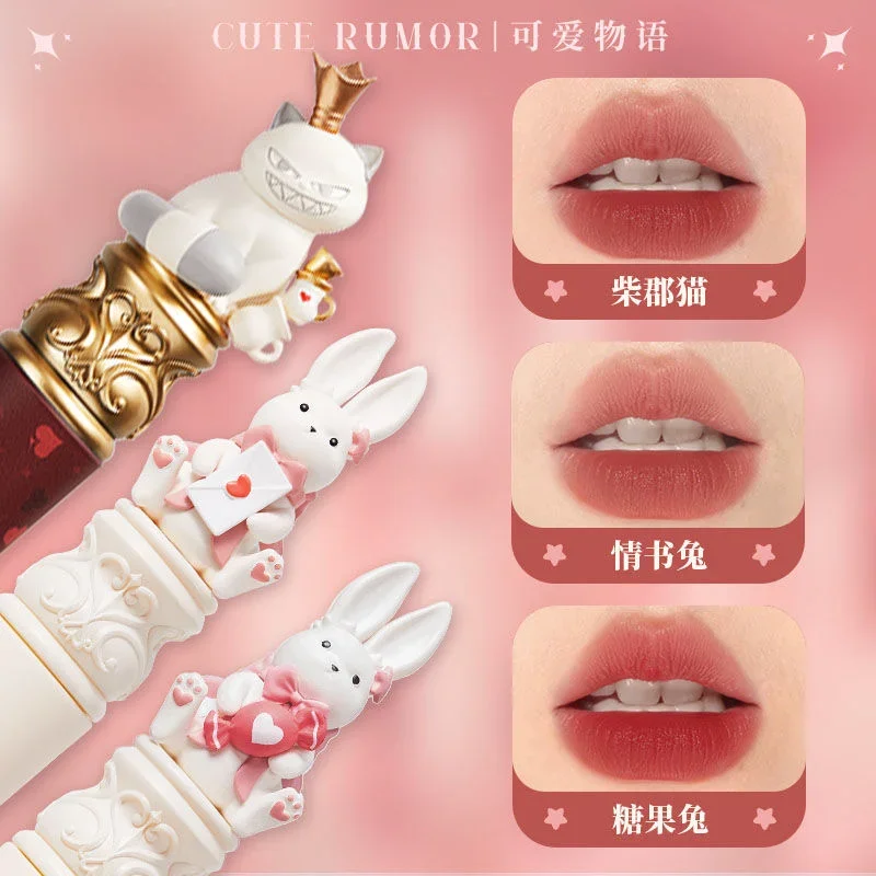 Cute Rumor Lip Glaze Velvet Matte Lipstick Long-lasting Non-stick Cup Waterproof Cute Rabbit for Gift Korea Makeup Cosmetics