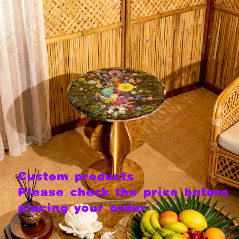 

custom.Handmade Customized Resin Crafts Home Furniture Wood Table Leg Round Epoxy Resin Dining Table Resin Flower Coffe