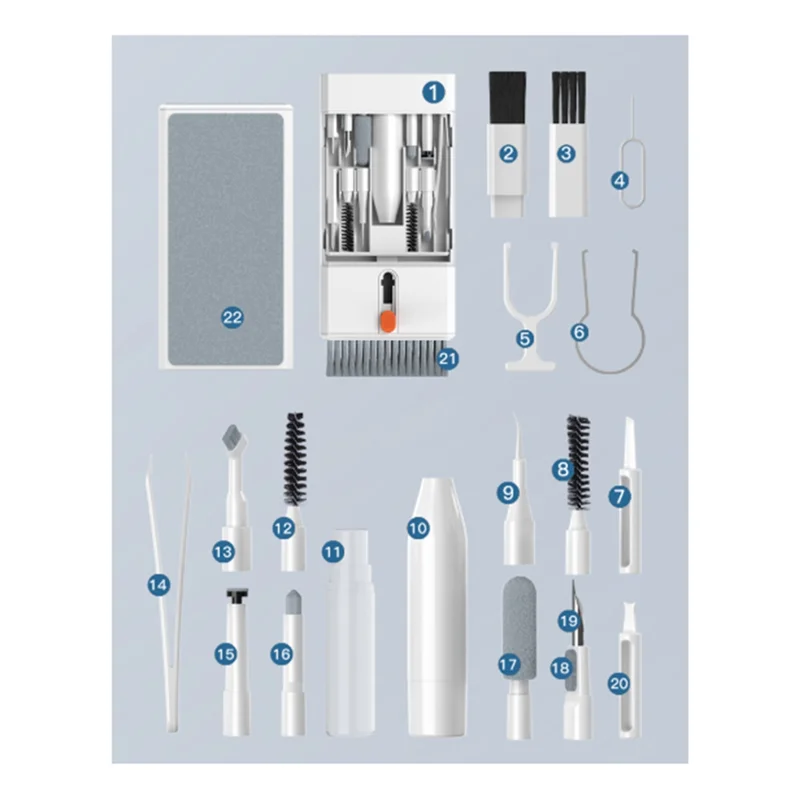 AA08-Multifunctional Cleaning Kits Deep Cleaning One-Step Cleaning For Keyboard Headphones Computer Brown