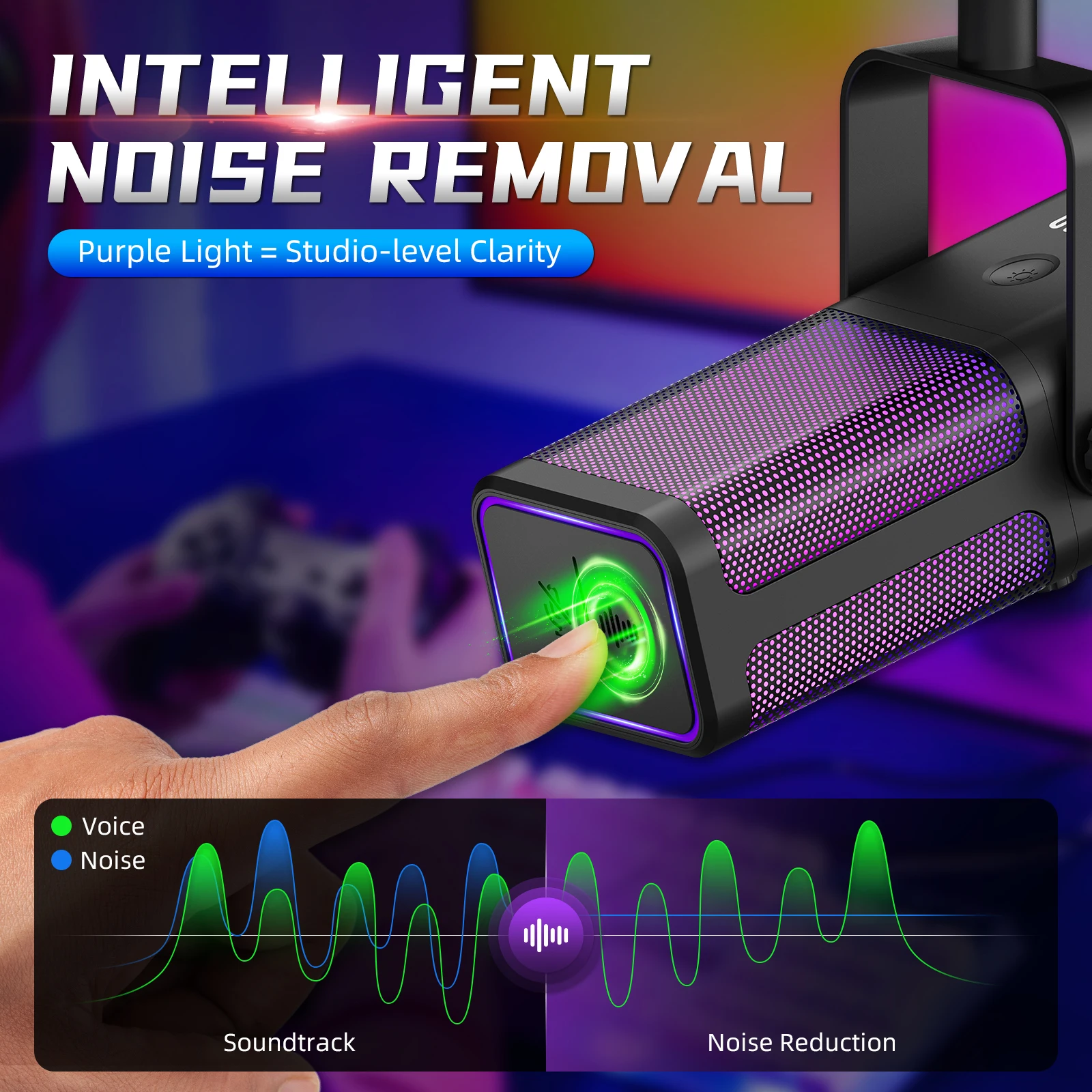 XTUGA M7 RGB Microfono da gioco Professionale Dinamico Cardioide Condensatore Studio Trasmissione Vocale Podcasting Microfono da gioco per computer