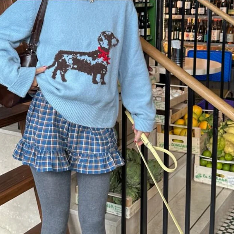 Cárdigan de punto empalmado con contraste elegante, suéter estampado de manga larga con cuello de pico, abrigo femenino con patrón de animales, prendas de vestir exteriores para mujer 2024