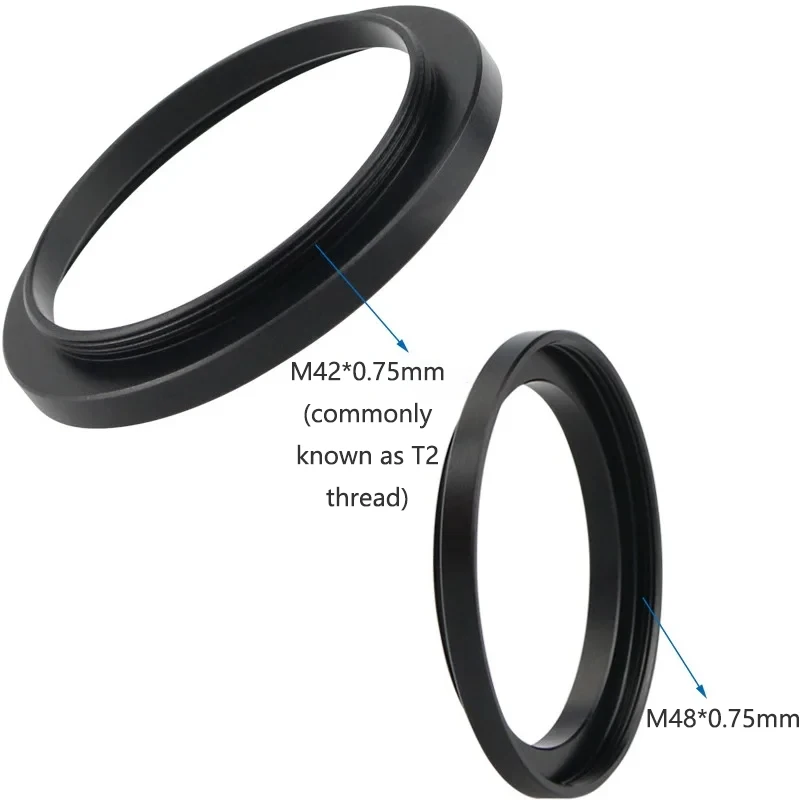 Male M42 to M48 Female Thread Metal Ring Conversion Adapter T2 External Thread - M48X0.75mm for Astronomical Photography