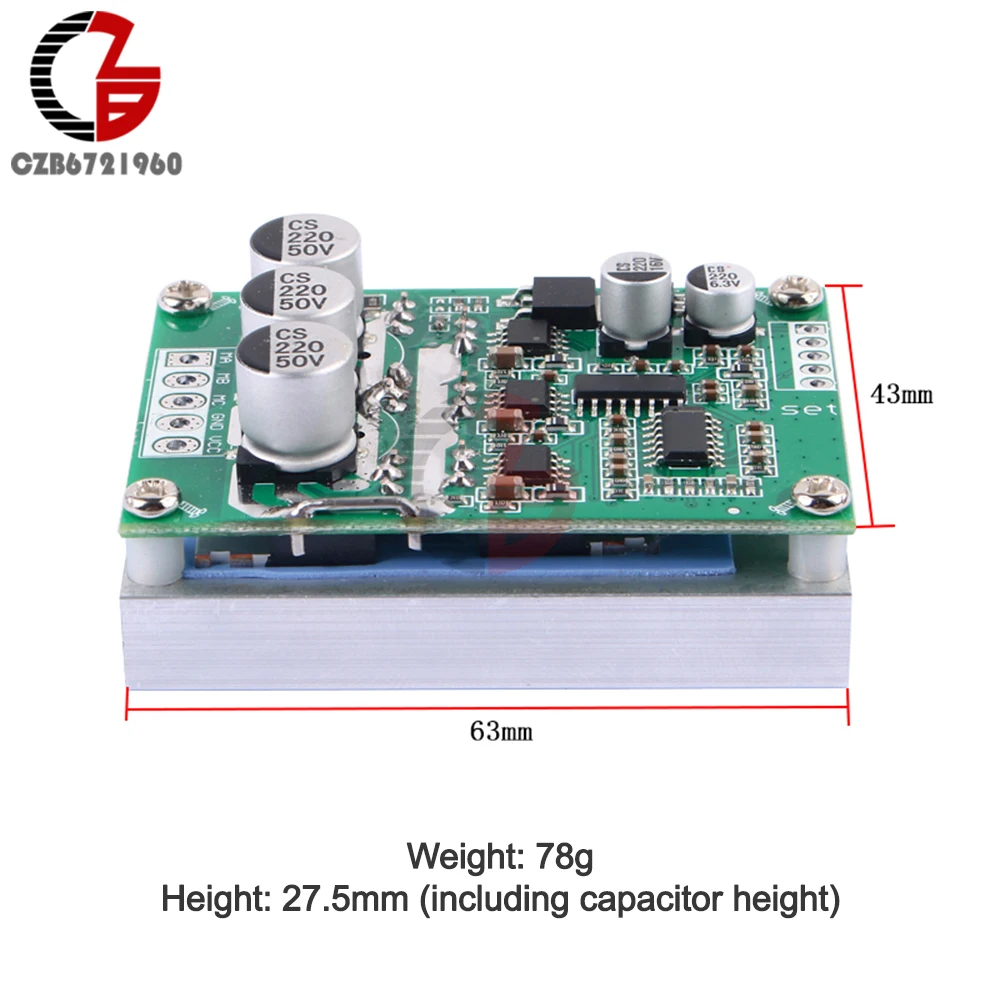 DC 12-36V 500W Brushless Motor Speed Controller Hall Free Motor Driver Board High Power Foward Reverse Speed Regulator Module