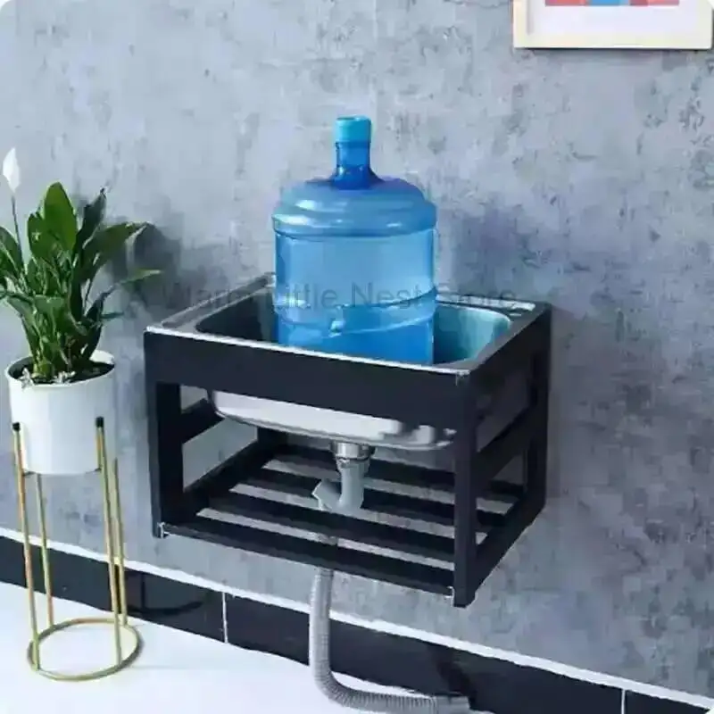 Steel Sinks with Bracket Kitchen for Stainless Home Balcony Wall-mounted Pool Washbasin Creative Kitchen Accessories Single Sink