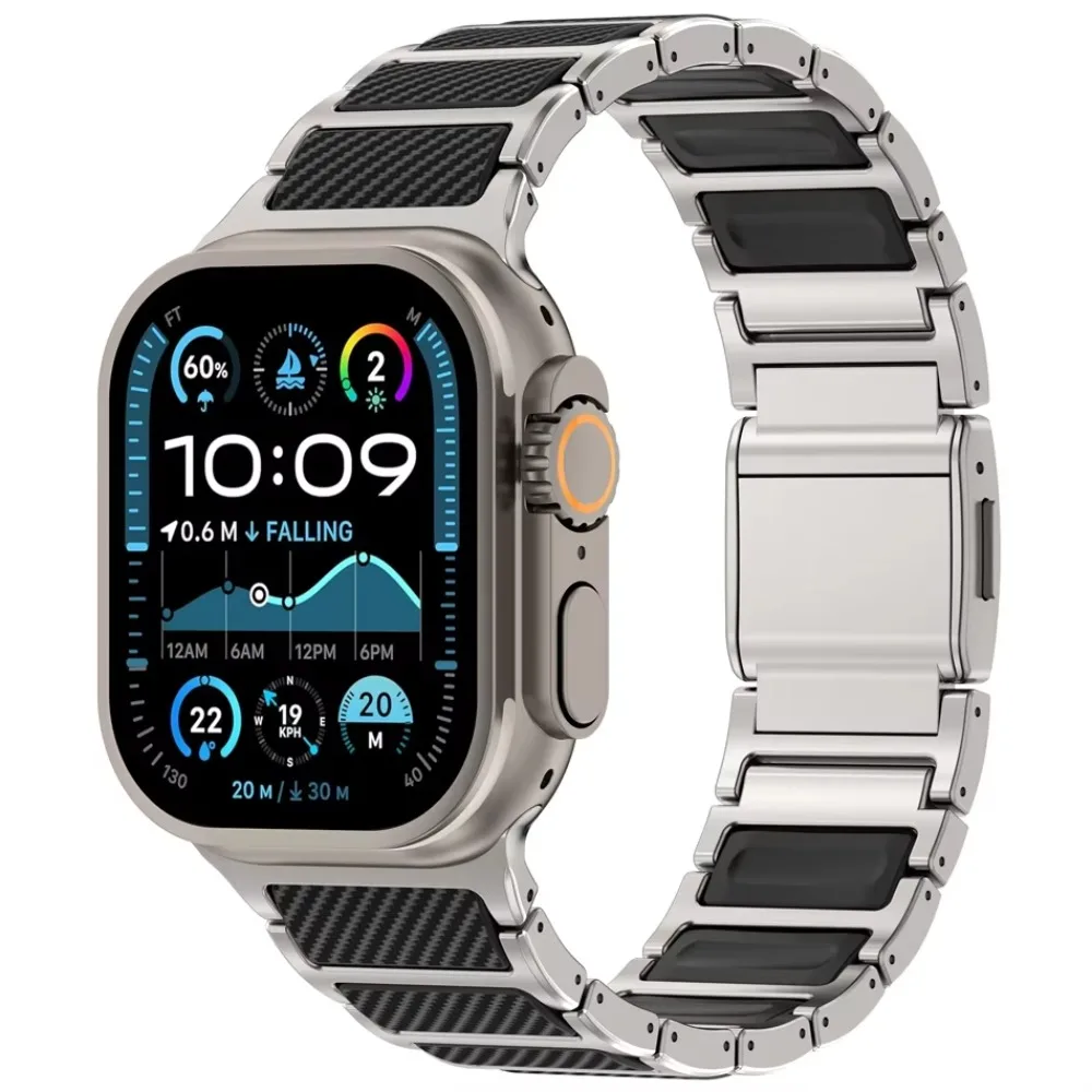 Titanium Magnetic Sport Band For Apple Watch Ultra 3 2 1 Series 12 11 10 9 8 7 SE Premium Carbon Fiber Texture Straps 46 44 45mm