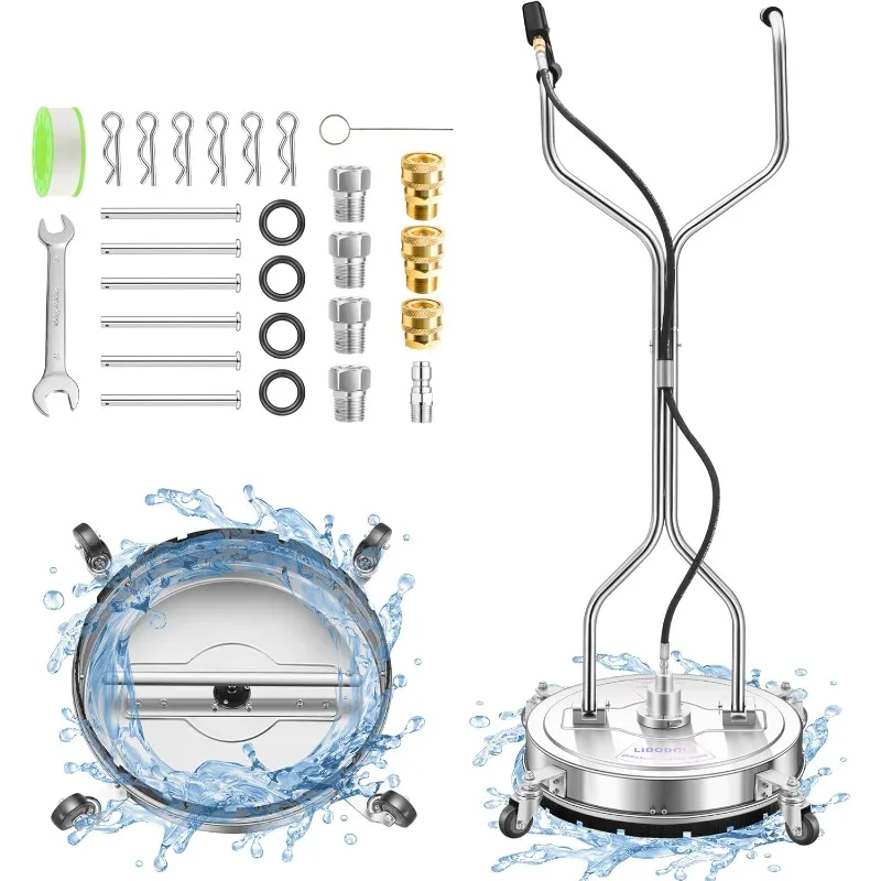 

Washer Surface Cleaner with 4 Wheels and Dual Handle, Power Washer Attachment for Cleaning Concrete, Patio, Sidewal