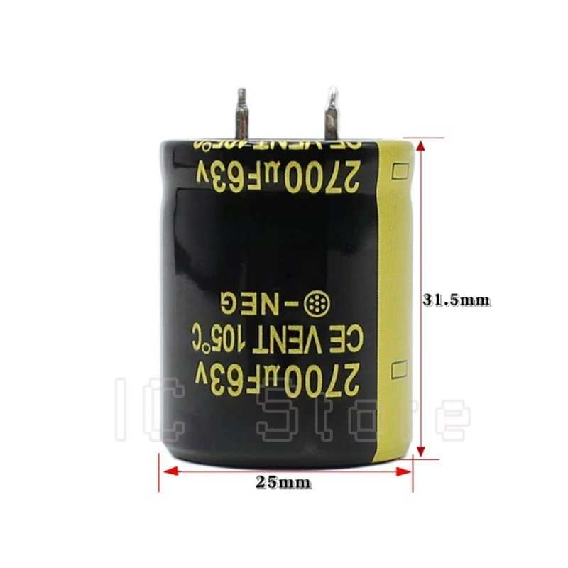 10PCS 63V 2700uf Audio Electrolytic Capacitor High Frequency Low ESR 25x30mm 63V2700uf Aluminum Capacitor Hifi Amplifier 25*30