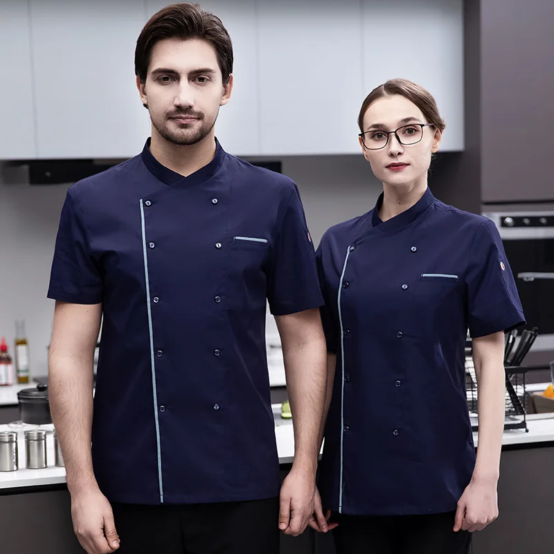 Uniforme de Chef para hombre y mujer, chaqueta para cocinar, Cocina, Restaurante occidental, Hotel, pastelería, Chef, barbacoa, Restaurante, logotipo personalizado