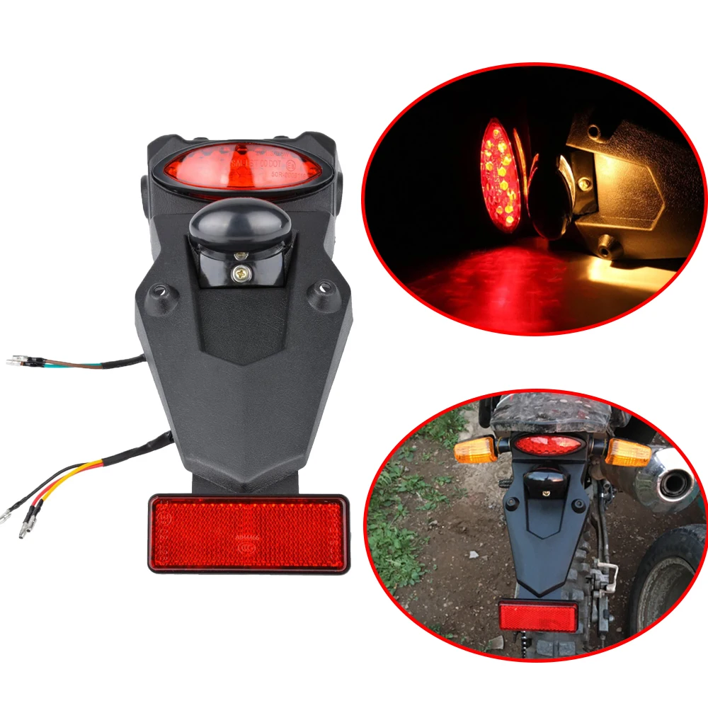 

Motorcycle Rear Fender Mudguard with LED Brake Tail Light Motorcycle Fender TailLight Accessories