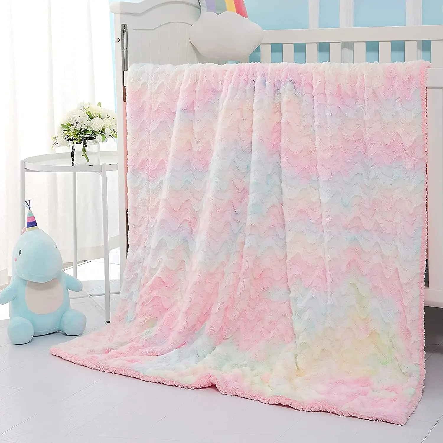 

Fluffy Cute Rainbow Blanket winter soft warm blanket Home Bedspread sheet plush quilt for bed and sofa home decor bedding set