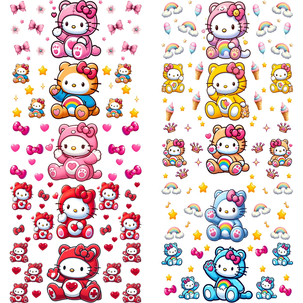 Cartoon Kitty Cat Series Transfer Sticker Decals Uv Dtf Cup Wrap Sticker for 16oz Libbey Cup 13 Styles Cute Japanese Icons