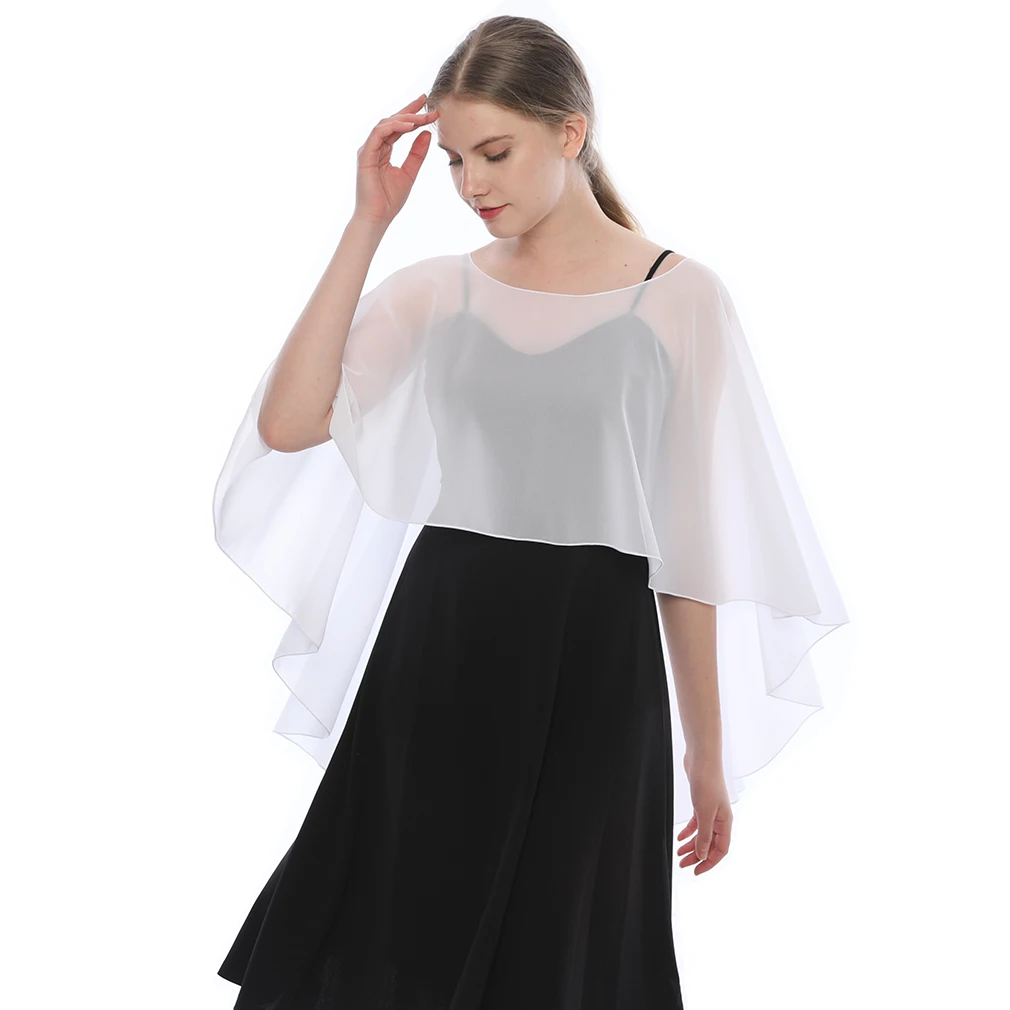 Womens Soft Chiffon Capes Shawl Ladies Evening Wedding Capes Shrug Ladies Bridal Lightweight Long Shawl and Wraps Dress Cover Up