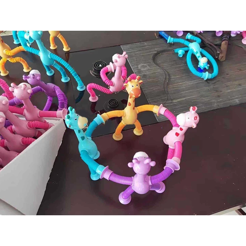 Lot de 4 ventouses de girafe de dessin animé, jouets d'instituts