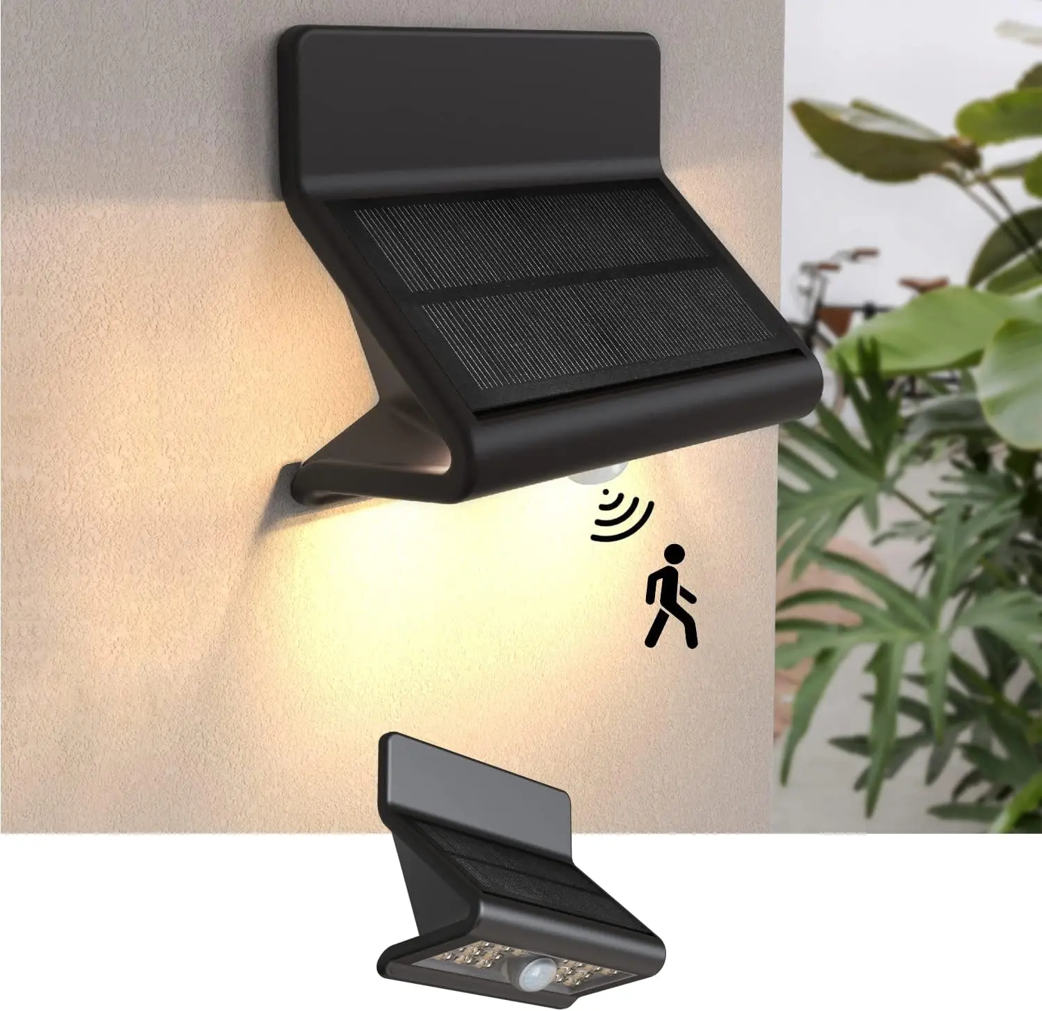 

Motion Sensor Outdoor Light with Optical Lens - 3 Modes, IP44 Waterproof Solar Wall Light for Garden Patio Yard (2 Pack)
