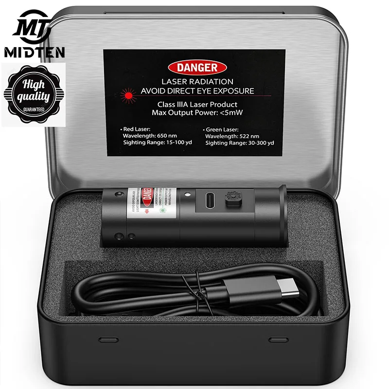 

MidTen Rechargeable Bore Sight Laser 12 Gauge Green Laser 12-Gauge Push On/Off Switch Boresighter For Precision Zeroing