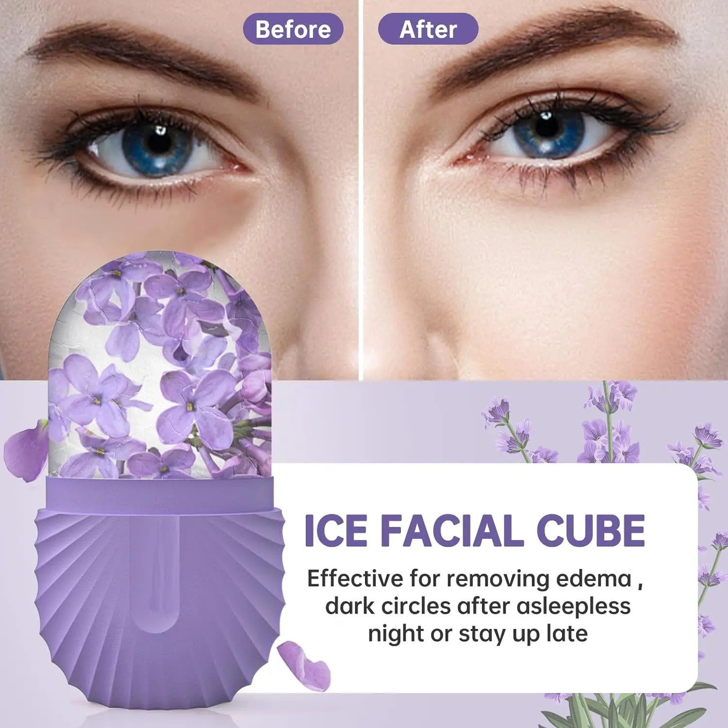 Rodillo De cubitos De hielo para la cara, herramientas De belleza Facial para el cuidado De la piel, bolsas De Ojos De hojaldre, Reduce el dolor De migraña