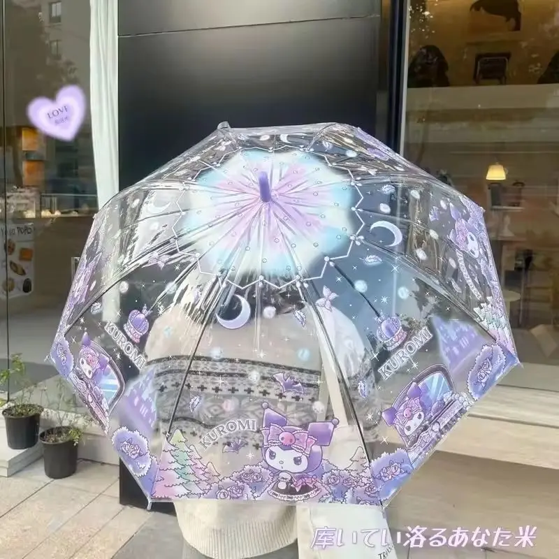 

Популярный аниме Kuromi ручной/автоматический зонт с героями мультфильмов, прозрачный складной портативный ветрозащитный солнцезащитный козырек, подарок Kuromi, мультяшный подарок