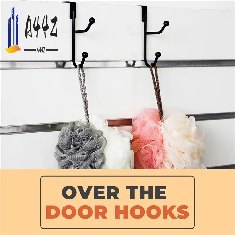 

A44Z-2 Pack Over The Door Hooks Hanger, Sturdy Metal Double Hook Hanger For Hanging Coats, Hats, Robes, Towels
