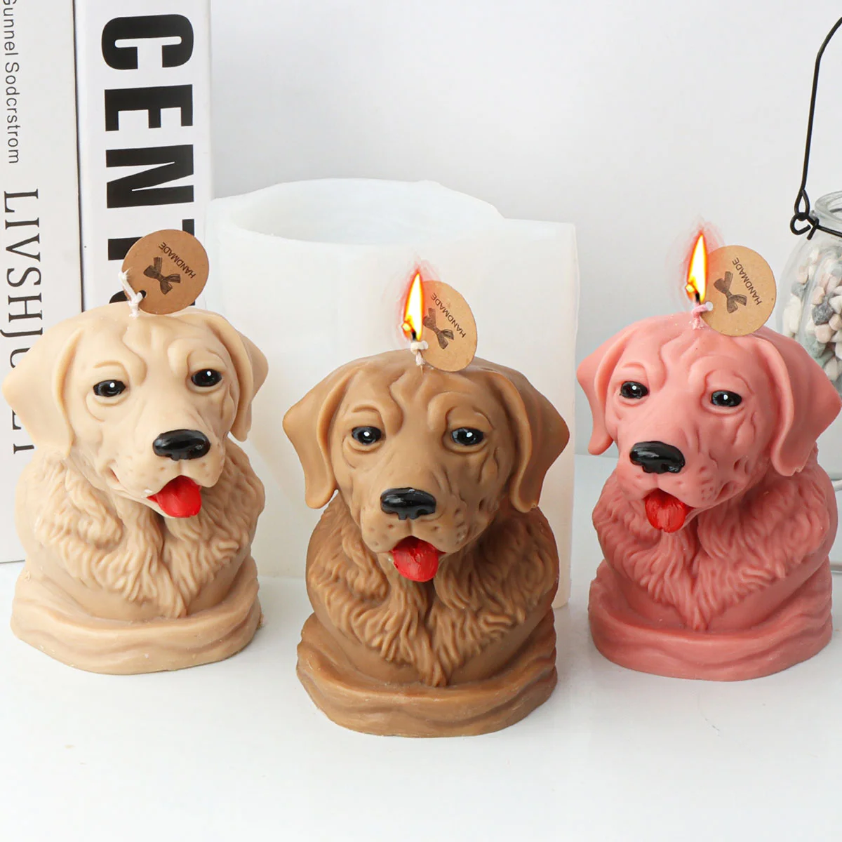 Molde de vela de silicona Golden Retriever, molde de yeso de resina de jabón con cabeza de perro, suministros de fabricación de pasteles de Chocolate, decoración del hogar, regalos para mascotas, nuevo