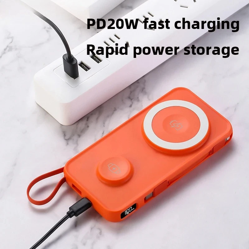 باور بانك لاسلكي مغناطيسي 10000 مللي أمبير في الساعة مع كابل لساعة أبل، بطارية خارجية محمولة سريعة الشحن لهاتف آيفون 16 وسامسونج #3