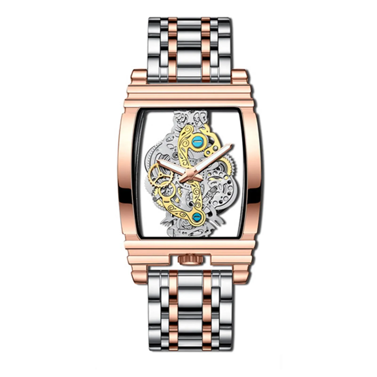 

Personalized Waterproof Glow Wristwatch Double Sides Transparent Metal Dial Watch for Daily Work Business Meeting