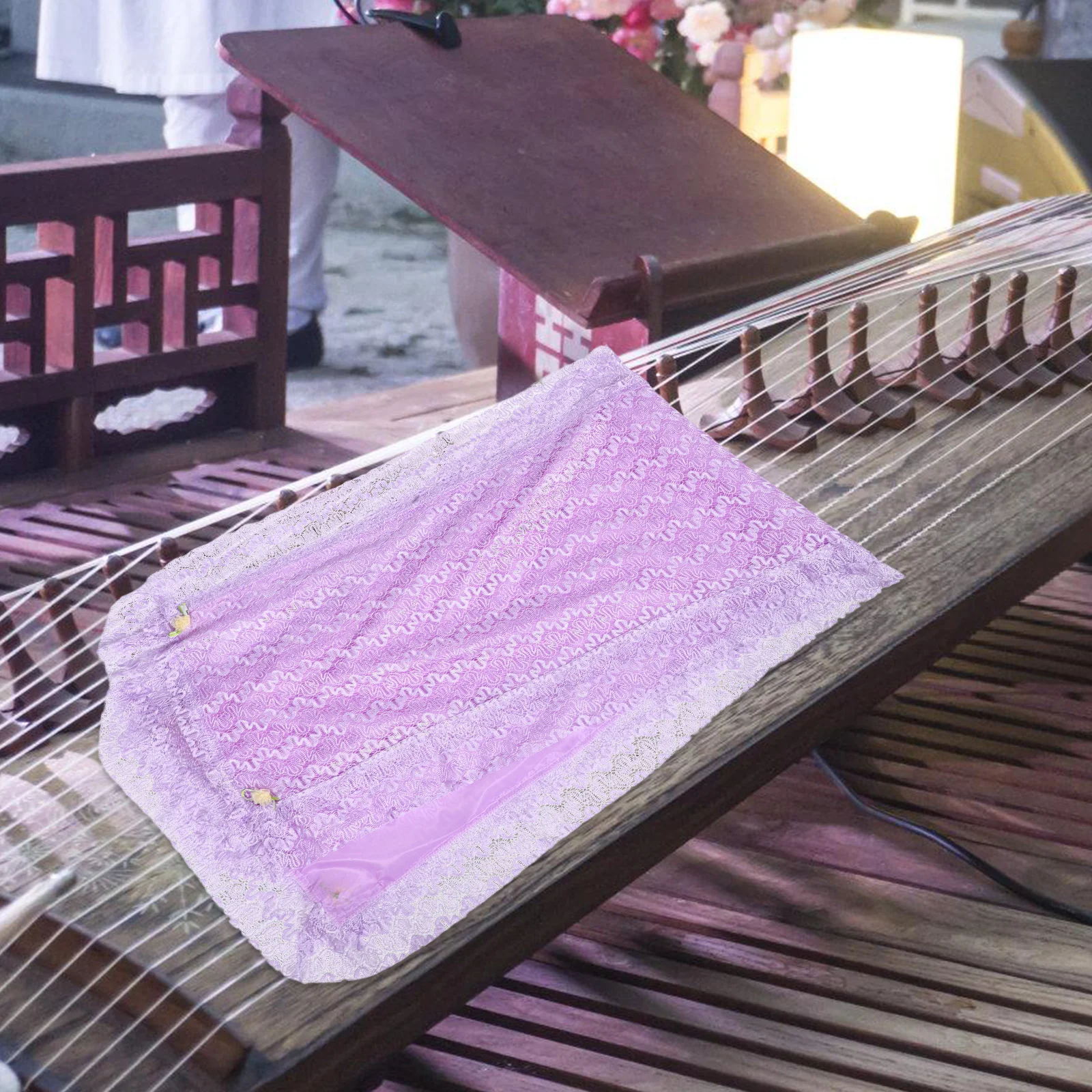 

Guzheng Cover Musical Instrument Fabric Decorative Zither Protective Lace Soft Universal Design Fits Various Sizes Lightweight
