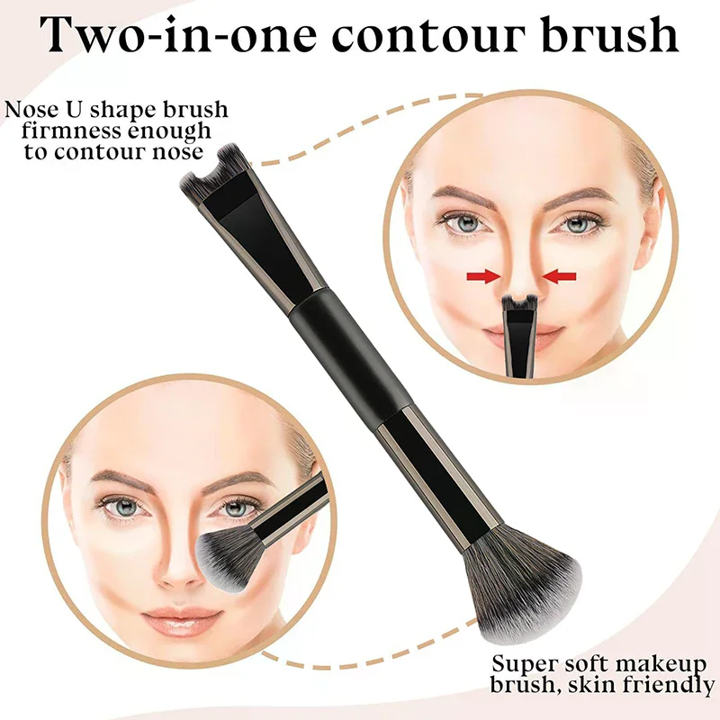 Double Head Nose Contour U-Shaped Makeup Brush For Sculpting And Defining Foundation Highlighter Brush Nose Shadow Brush