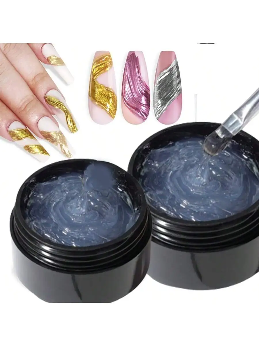 5ml 3D Clear Nail Gel and  Nail Art Mirror Powder Create metallic three-dimensional nail art 3D Painting Gel