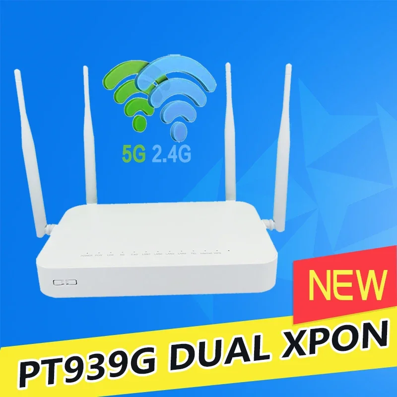 100% original new XPON ONU GE 2USB TEL HGU WIFI 2.4G&5G  Dual Band ONT  EPON/GPON English version PT939G Optical fiber router