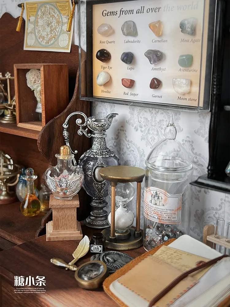 6Points DollHouse Miniature Magic Potions Retro Magic House Bryce Model BJD Potion Bottle Ob Scene Accessory Hourglass Gem Model