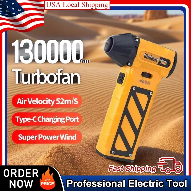 

Air Blower 110000RPM Turbo Jet Fan Brushless Motor Handheld Duct Fan 52M/S Portable Type-C Charge Infinite Outdoor Violent Fan