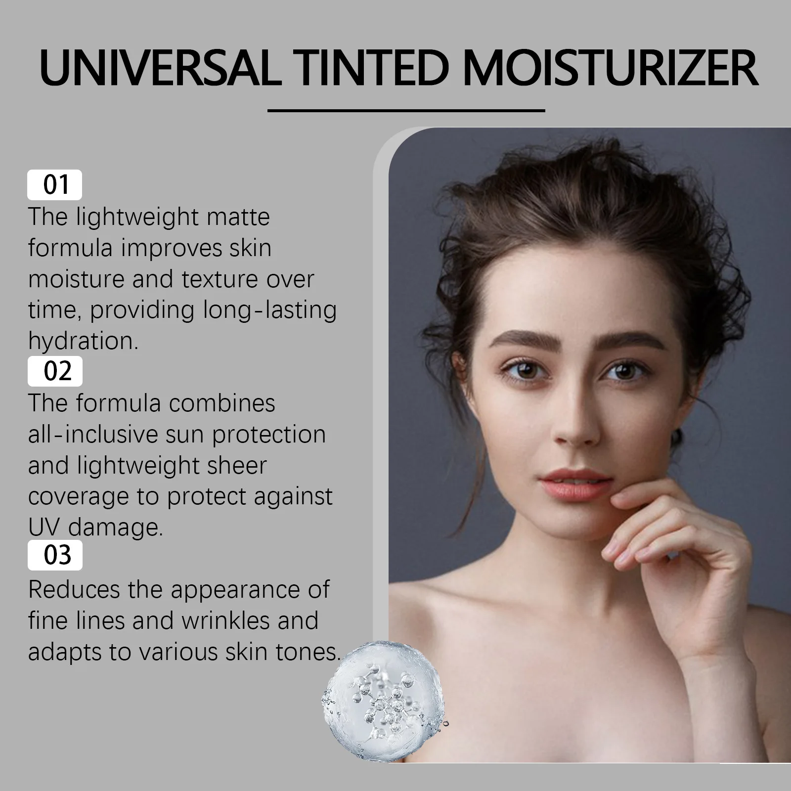 Eelhope Tinted Moisturizer Nicotinamide Lasting Oil Control Anti Sun Protection Moisturizing Facial Sunscreen Tinted Face Cream