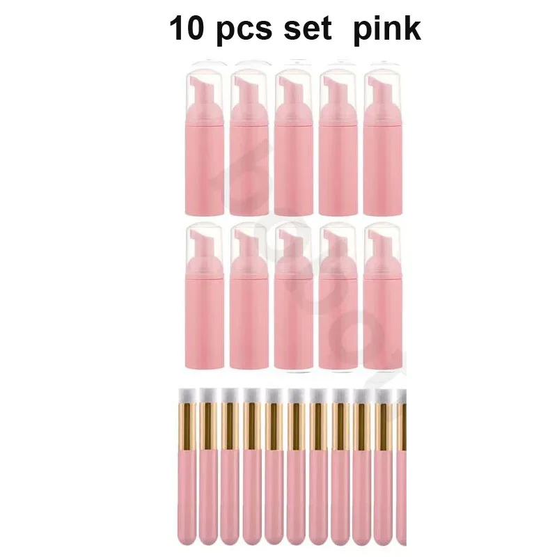 10PCS set Foam Empty bottle with eyelash brush lash shampoo Cleanser bottles eyelash Foamer Pump Bottle 60ml