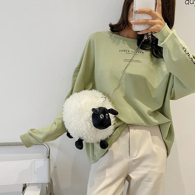 The Sheep Soft Plush Shoulder Toy Bag Funny Sheep Animal Doll Crossbody Bag For Adult Child Christmas Gift