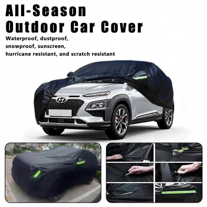 

Outdoor Car Cover Waterproof Dustproof UV Sun Protection, Full Car Protector Exterior Accessories For Hyundai KONA OS SX2