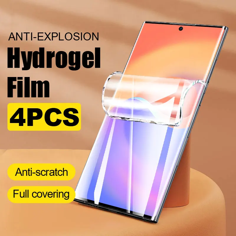 4Pcs Hydrogel Film for Samsung Galaxy S24 S23 S22 S21 Ultra S20 Plus S10 Lite Note 20 Not Glass Soft Full Cover Protective Film