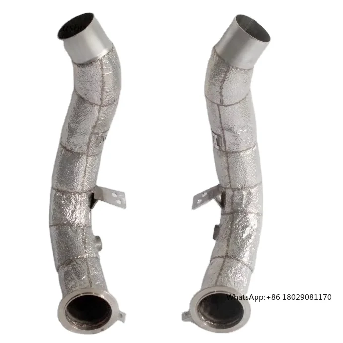 Good Quality Ss304 Downpipe With Heat Shield for BMW M550i 750i M850i X5 X6 X7 M50i N63 4.4T V8   Exhaust