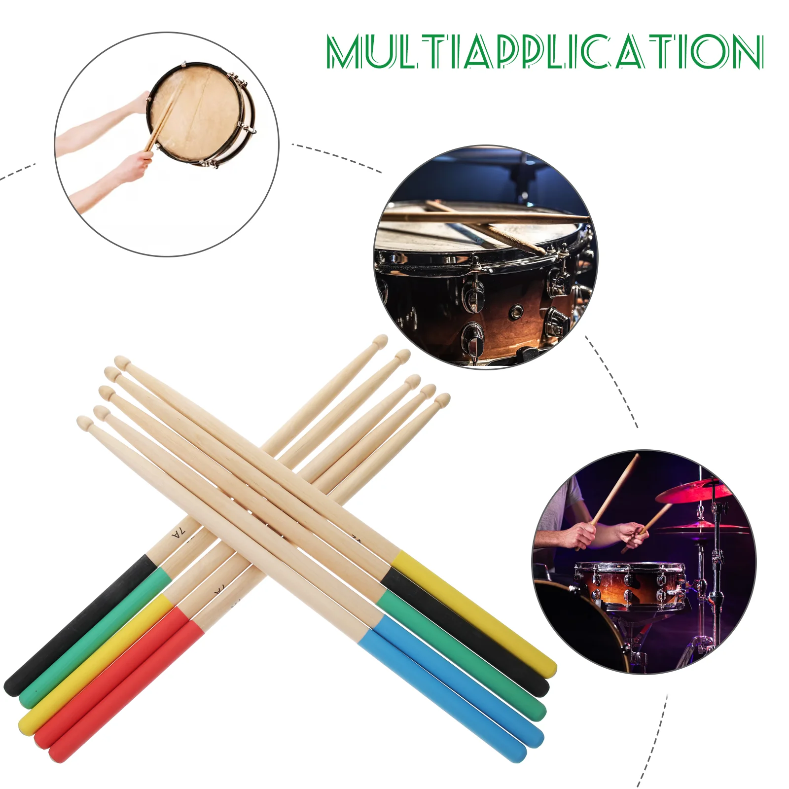 5 пар детских барабанных деревянных палочек, аксессуары, барабанные палочки, студенческие музыкальные инструменты
